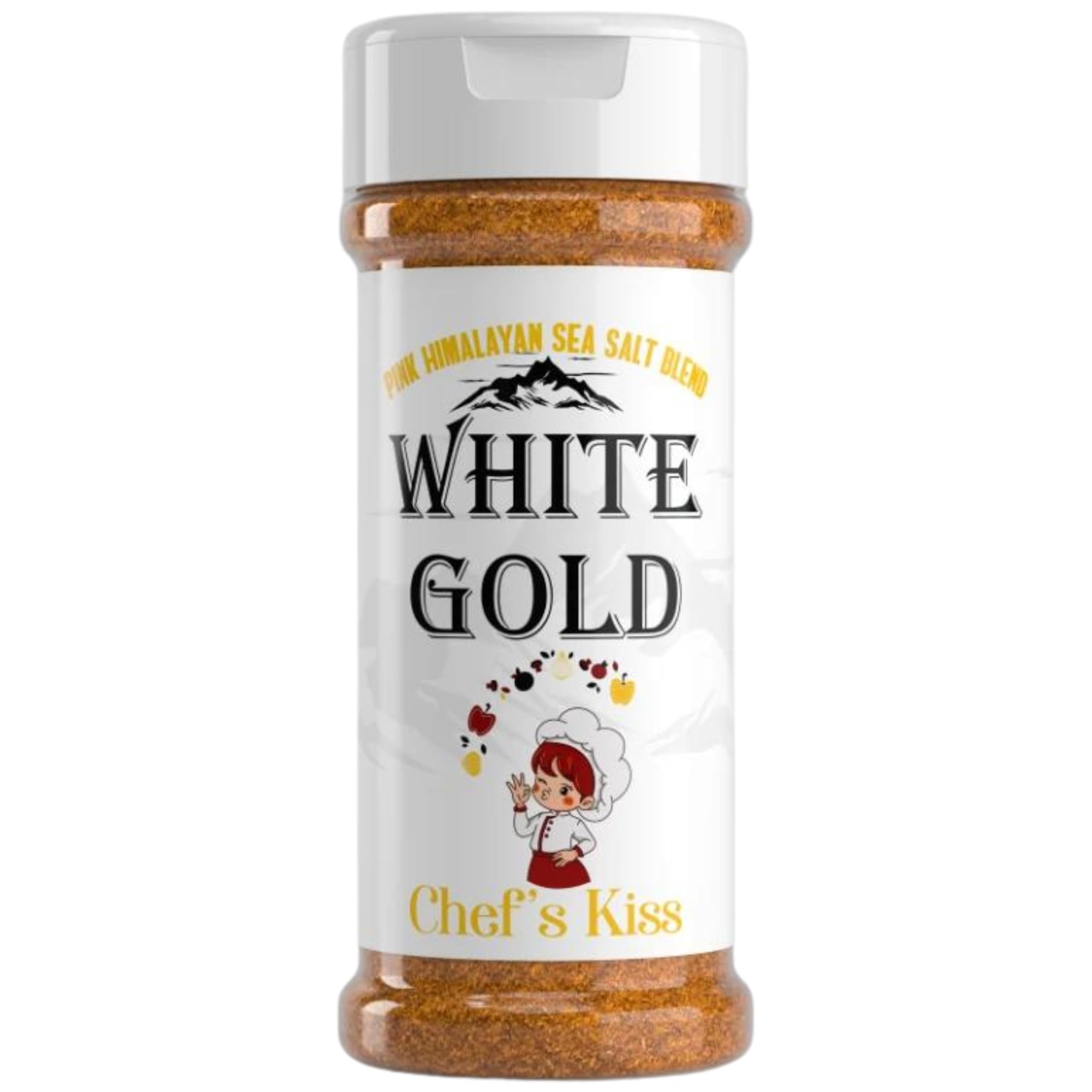 White Gold Chef’s Kiss All Purpose Seasoning with Pink Himalayan Sea Salt - Gourmet Seasoned Salt Blend Perfect for Cooking Meats & Vegetables, Natural Ingredients, Gluten-Free, Vegan, Keto Friendly