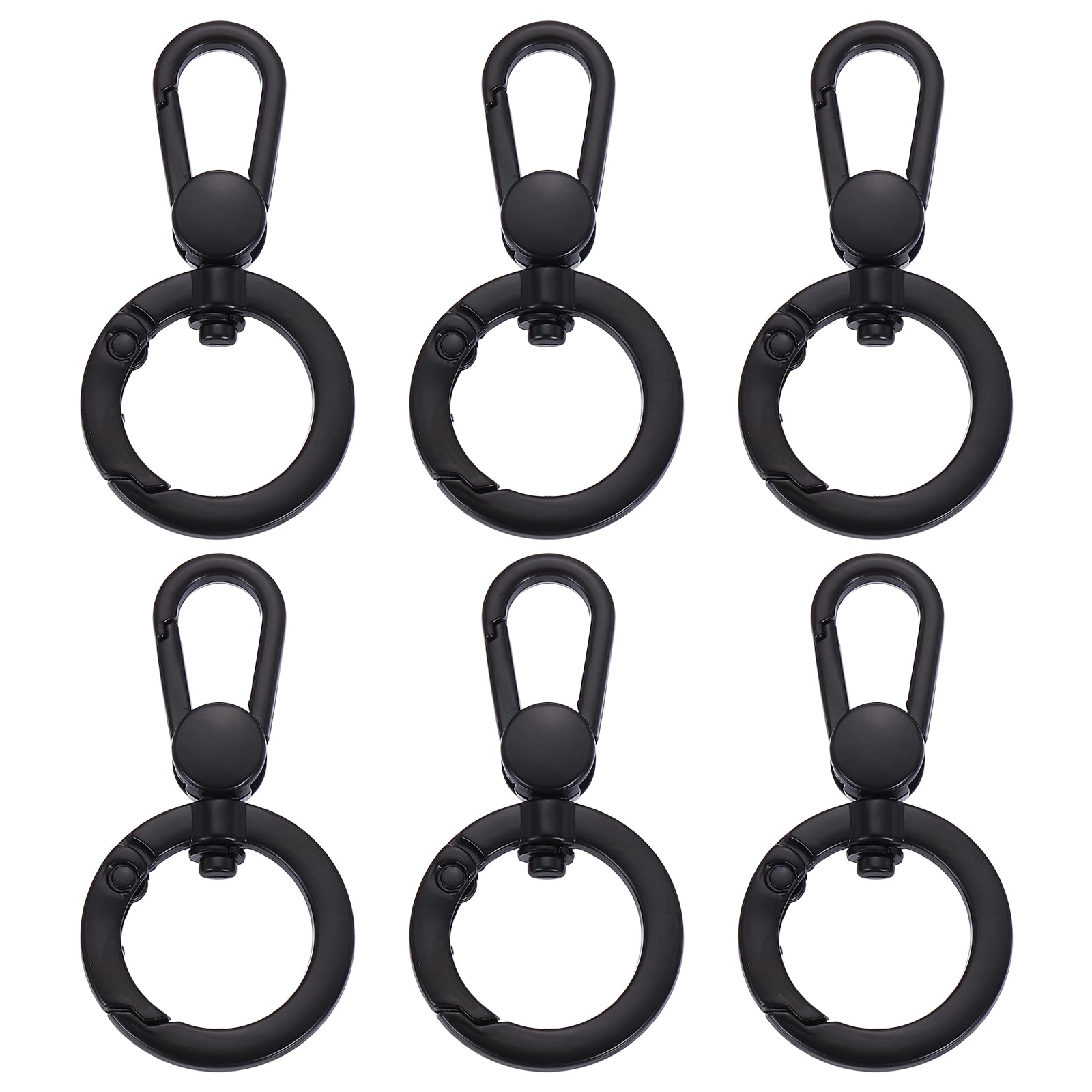 sourcing map 6Pcs Swivel Clasp Clip, Metal Spring Snap Hooks Keychain Key Ring Double Opening Lobster Claw Clasp Zinc Alloy Purse Clips for Jewelry Crafts Lanyard Making, Black — image 1