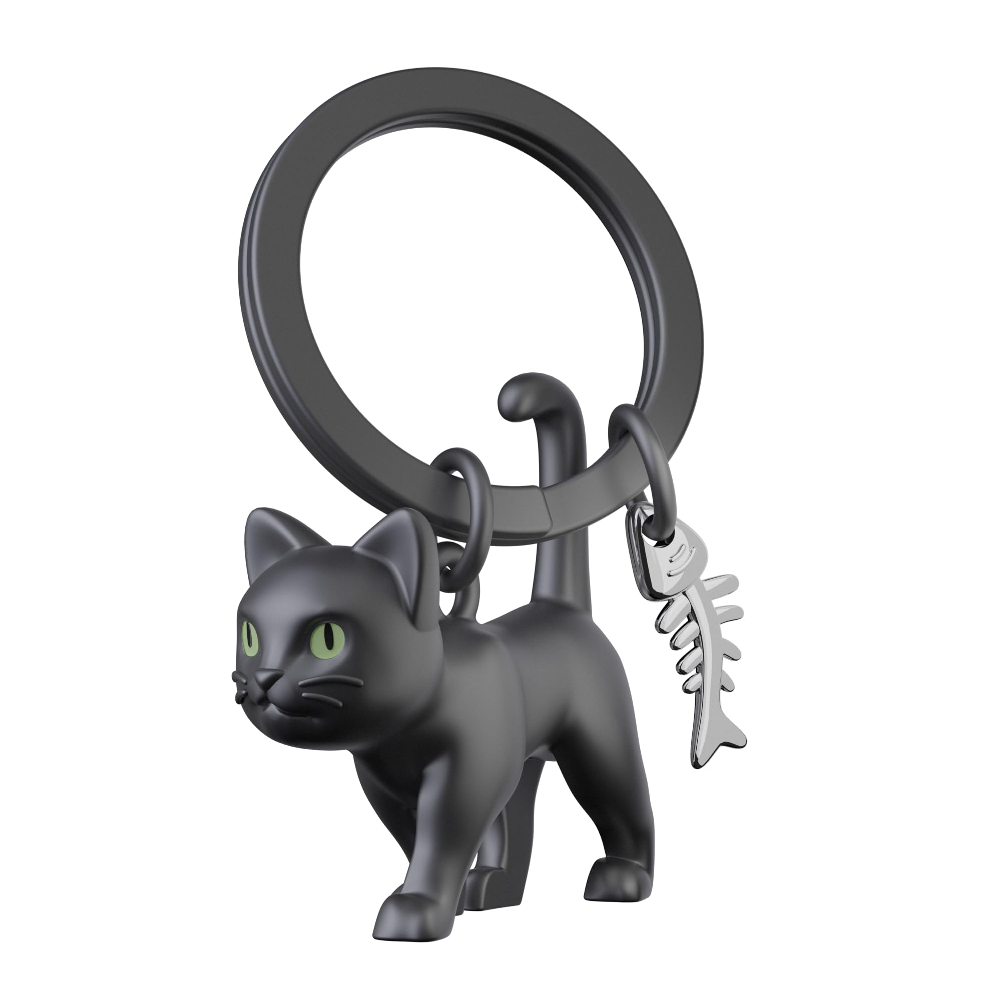 METALMORPHOSE - Breloczek do kluczy, czarny kot, świecące oczy, prezent dla dzieci, mężczyzn i kobiet, czarny, Taille unique