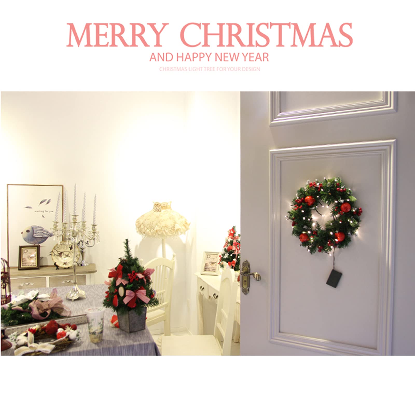 AnyDesign Guirlande De Noël Torsadée Bleue Argentée étallique Avec