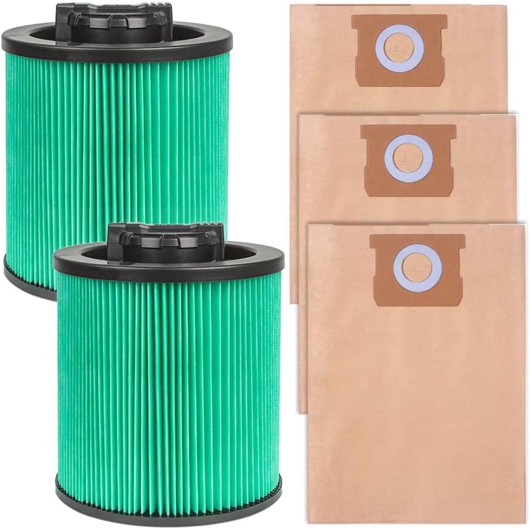 DXVC4003 HEPA Cartridge Filter Replacement Fit for DEWALT 4 Gallon Wet Dry Vacuum Cleaners, Washable and Reusable Compatible with DXV04T, DXV05P, DXV05S, DXV08S, DXV06G (2 Pack)