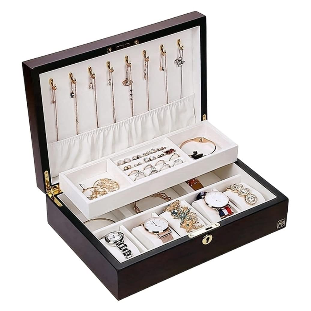 Estuche Relojes Caja De Almacenamiento para Exhibición Relojes, Organizadora Joyas, Reloj Madera Organizador(B)