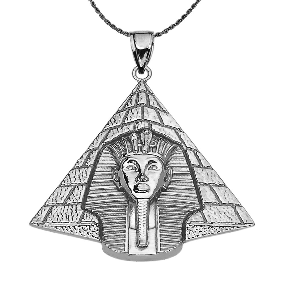 Egyptian Ankh CrossesAntique Vintage Style Sterling Silver Detailed Egyptian Pyramid King TUT (Tutankhamun) Pendant Necklace
