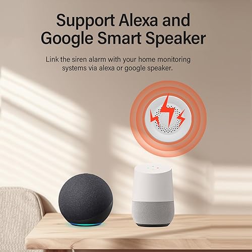 Miniatura 6 de Alarma de sirena inteligente WiFi Sonda de 100 db, control de aplicación, alarma antirrobo inalámbrica, compatible con Alexa
