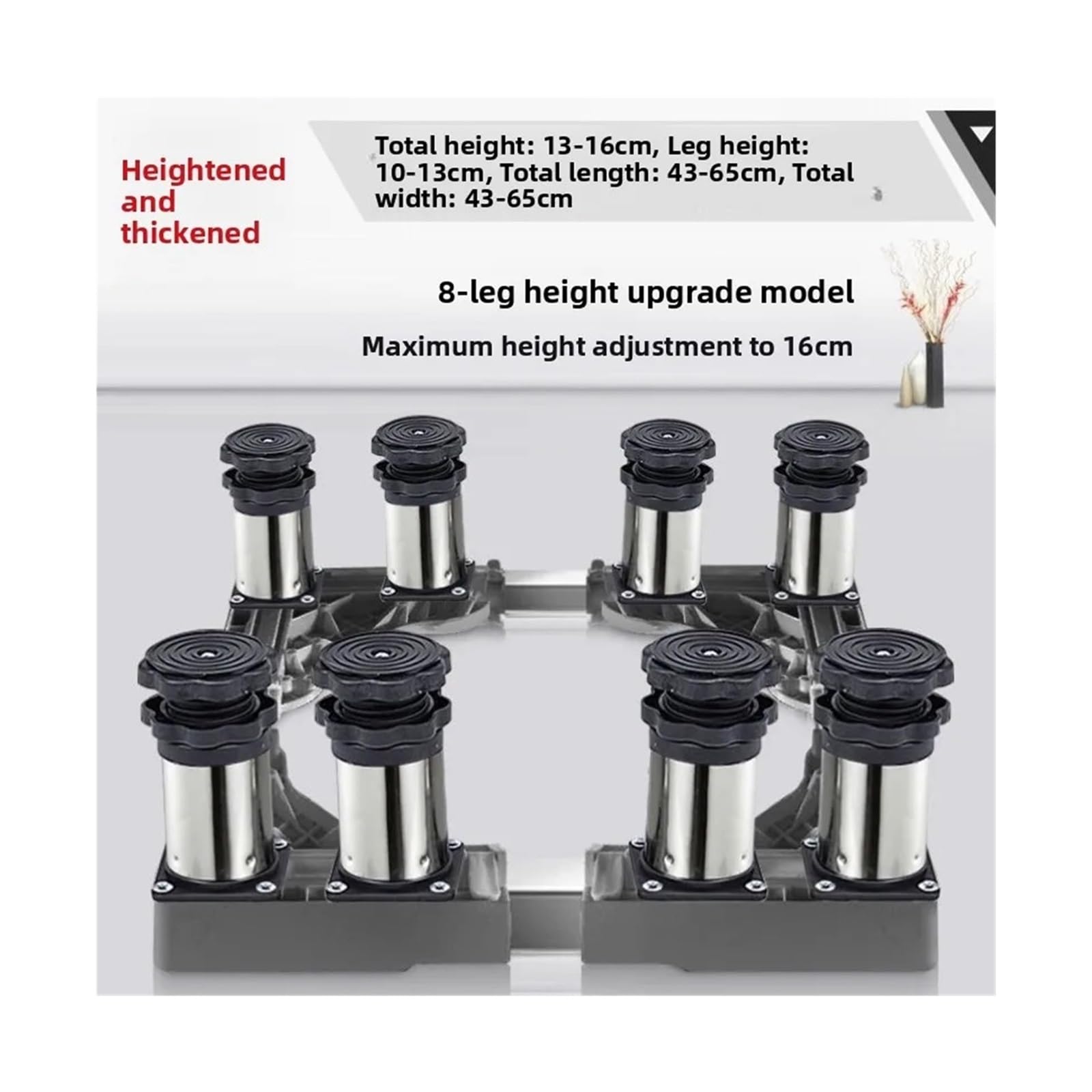 Soporte for Lavadora De Altura Ajustable, Base Universal for Patas Móviles, Soporte for Aire Acondicionado, Almohadilla Antideslizante for El Hogar(12-leg [height 13-16cm])