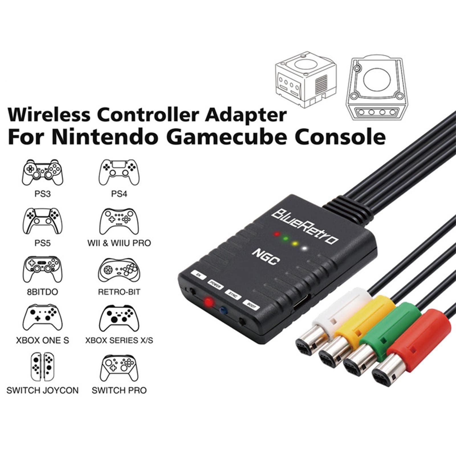 ZEZEFUFU Adaptateur de manette de jeu sans fil pour console NGC GameCube