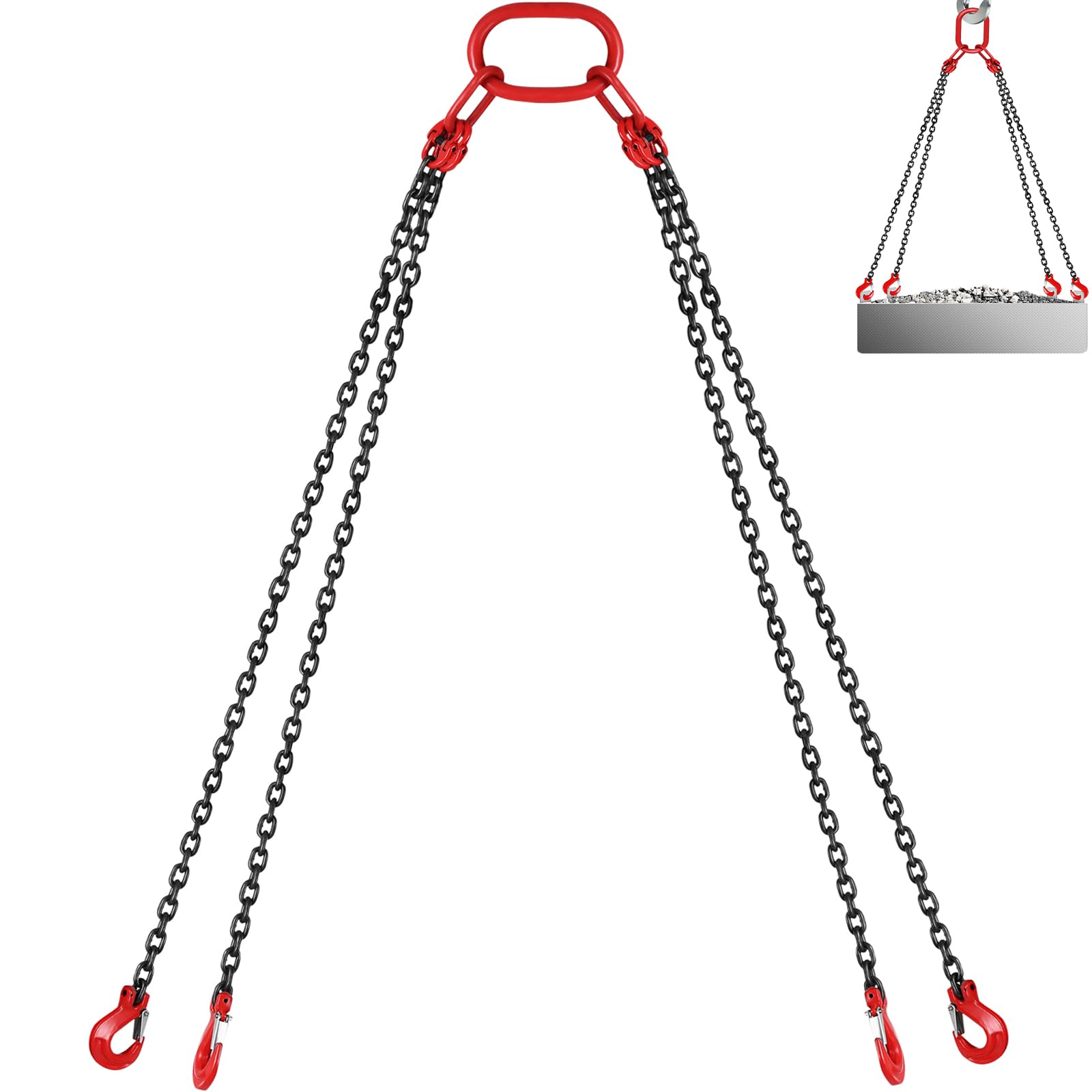 VEVOR Cadenas de Elevación de 4 Patas G80 Acero Aleado 3 m 8 mm 5 t