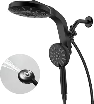 INAVAMZ High Pressure Rain Shower Head Combo with Magnetic Handheld Black