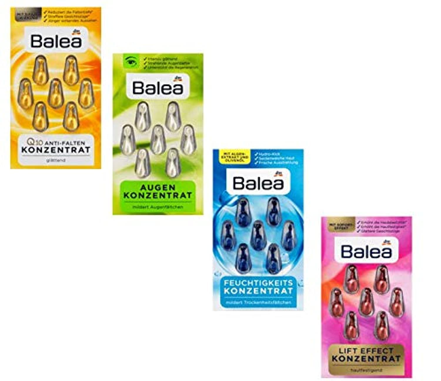 Lift Effect, Q10 Anti-Wrinkle Moisture, Eye Concentrate - Pack of 4 x 7 Capsules