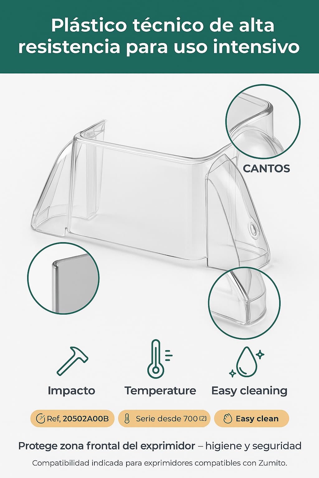 Caratula Frontal Completa Para Exprimidor Compatible con Zummito Z05 Z06 Z05A Recambio Original Protector Plástico Técnico Transparente Alta Resistencia Hostelería Profesional