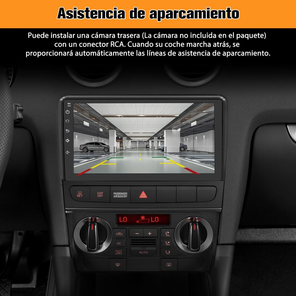 AWESAFE Android 13.0 [2GB+64GB] Radio Coche con Pantalla Táctil 9 Pulgadas para Audi A3 2006-2012, Autoradio con Bluetooth/Carplay/GPS/FM/RDS/USB, Apoya Mandos Volante y Aparcamiento