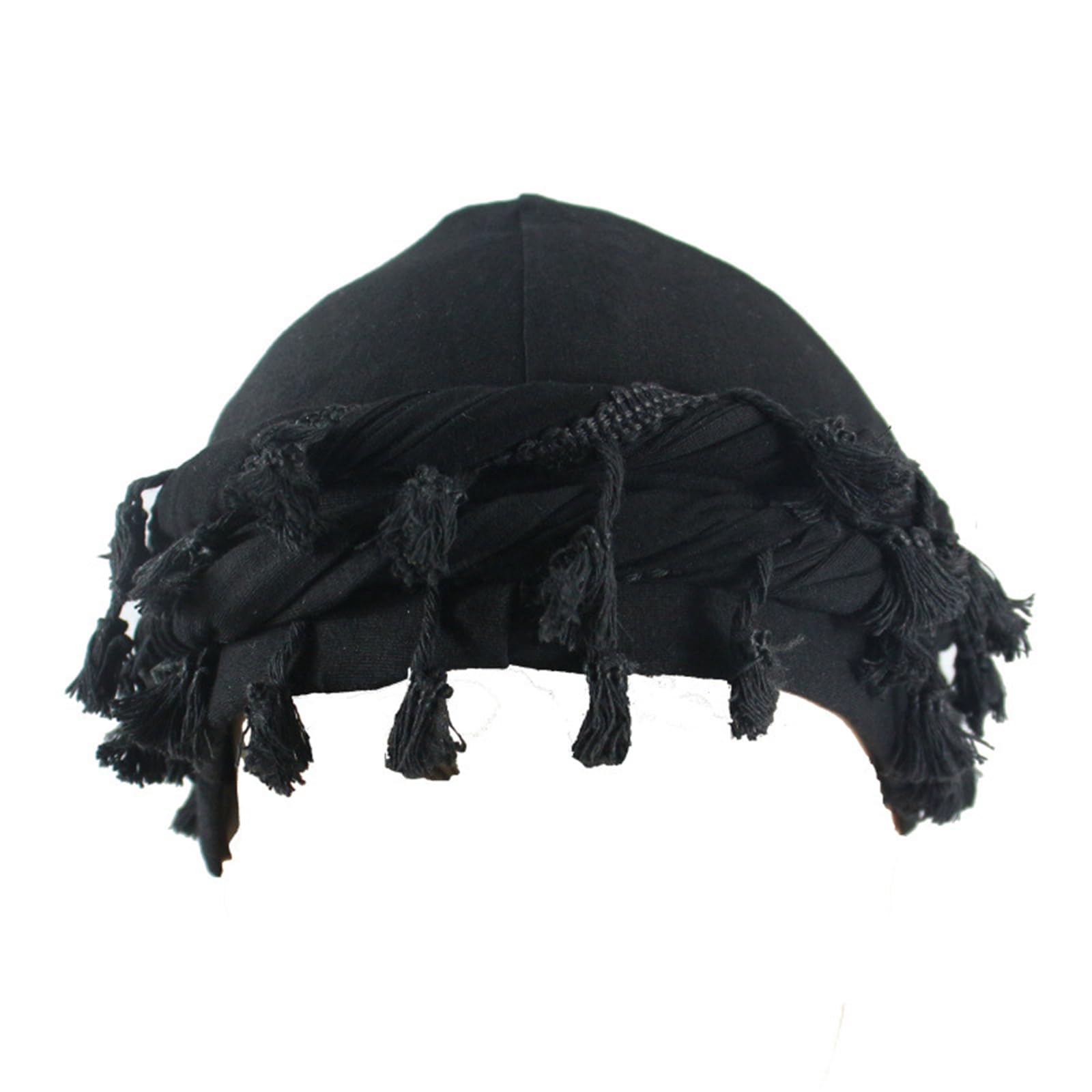 Buxuaaaa Women's Black Fashionable Tassels Hat Softable And Breathable Hat Headwrap For Teens And Adults Cool Teenager