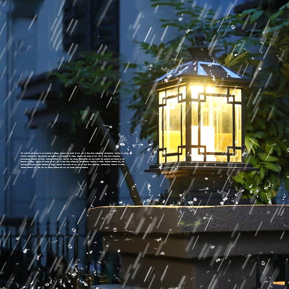 Luci da cortile quadrate luci a colonna solari LED impermeabili IP54 lampade da giardino pali di recinzione illuminazione per esterni tradizionale cancello nero portico lanterna in vetro colonna