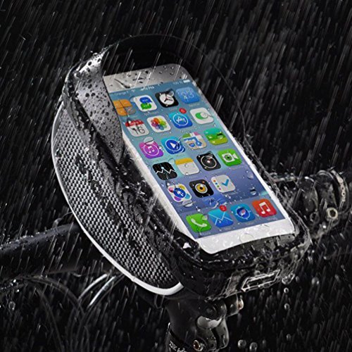 ROCKBROS Bike Handlebar Bag Waterproof Bike Phone Bag Bicycle Front Top Tube Cellphone Bag Fits for 6.5" Below Phones Sensitive TPU Black - Image 3