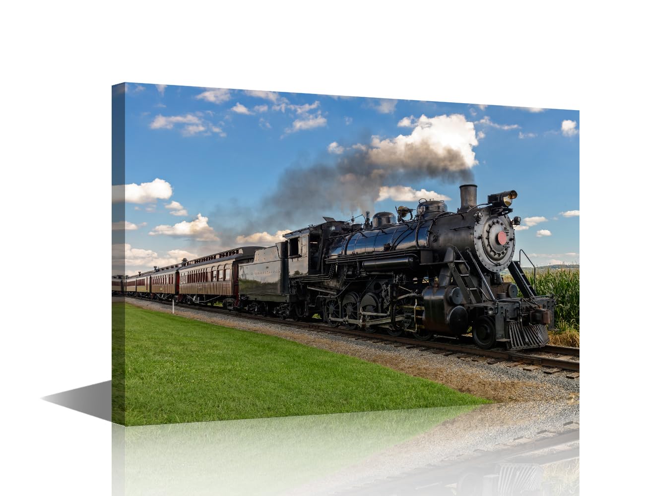 Wall Art Panels for Living Room Wall Decor Canvas Party Decoration Wall Art Historic Steam Train Paintings 1 Piece Train Poster Pictures Modern Artwork Framed Home Decor Ready to Hang 24x16 in