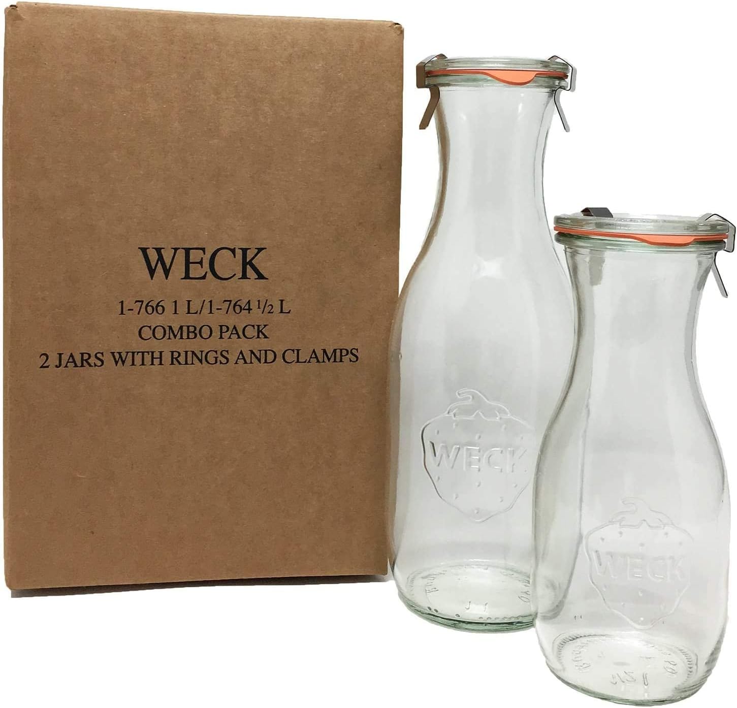 Weck Juice Jar Combo Pack (1) 766 1Liter jar (1) 764 1/2Liter jar