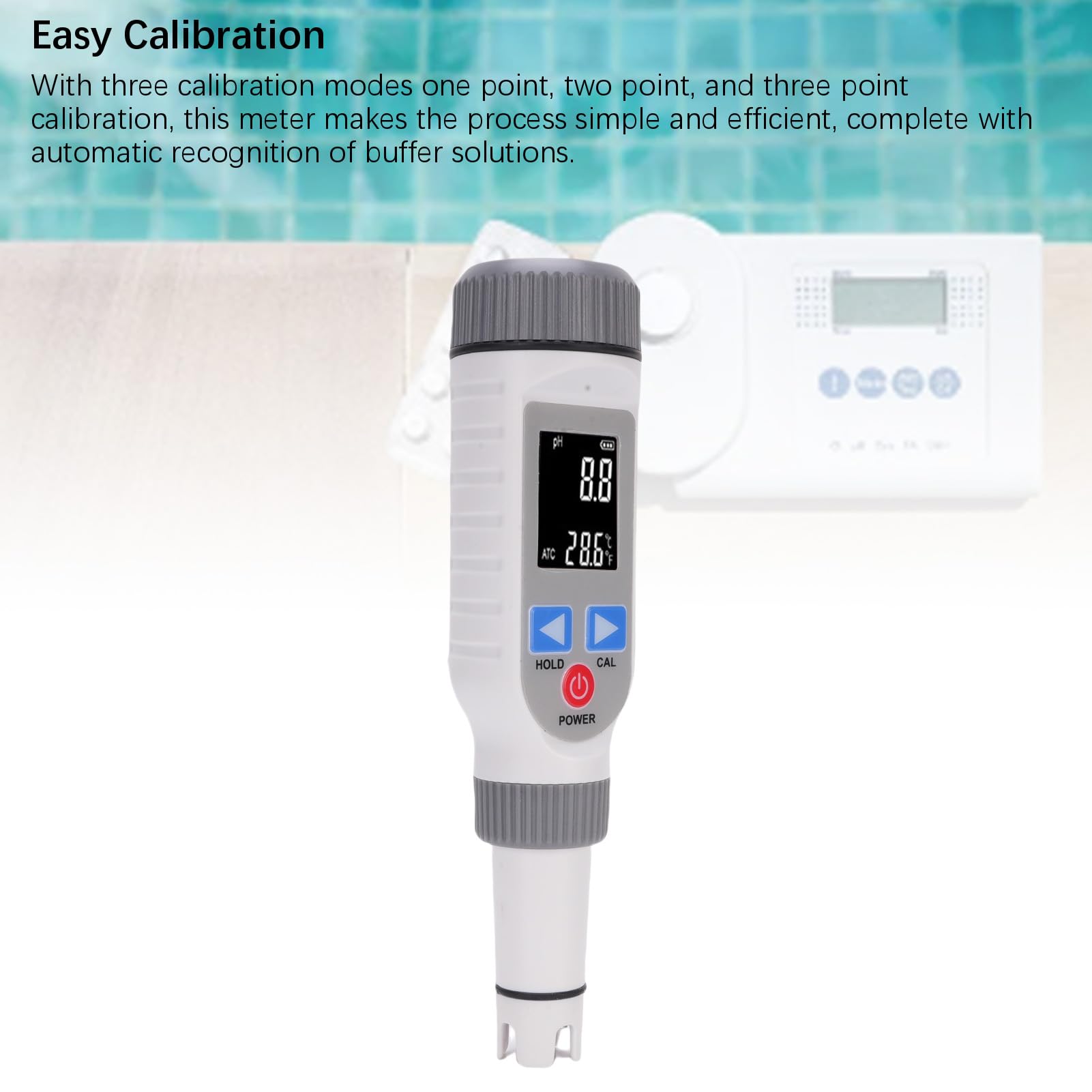 Tester Portatile PH Meter con Alta Precisione 0,05 per Test di qualità Dell'acqua in Acquacoltura e Ricerca Alimentare, ABS, LCD Rosso Bianco