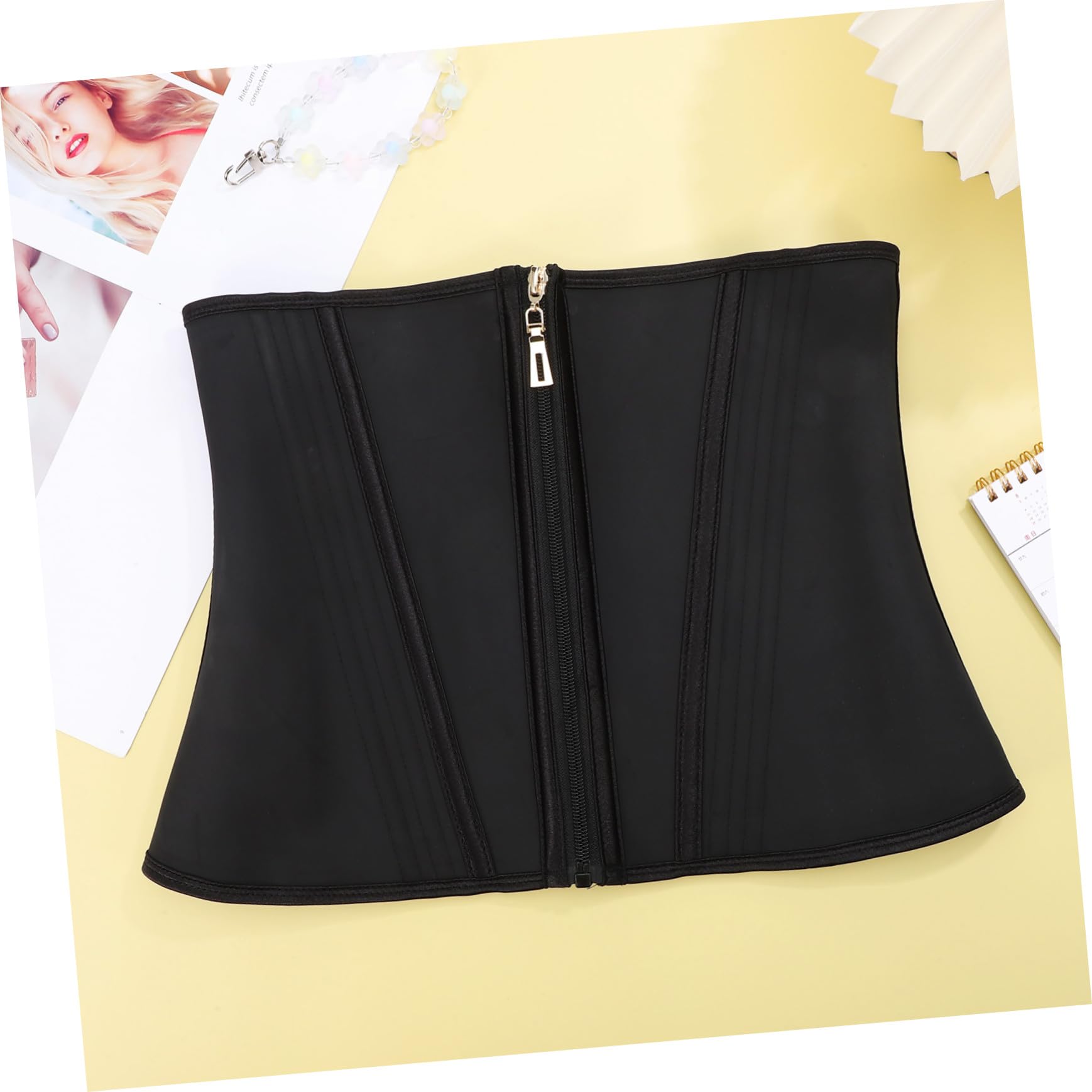 Corsé Moldeador de Abdomen con Cremallera, Traje Moldeador de Látex Negro, Cómodo y Ajustable, Talla 3xl para Mujer