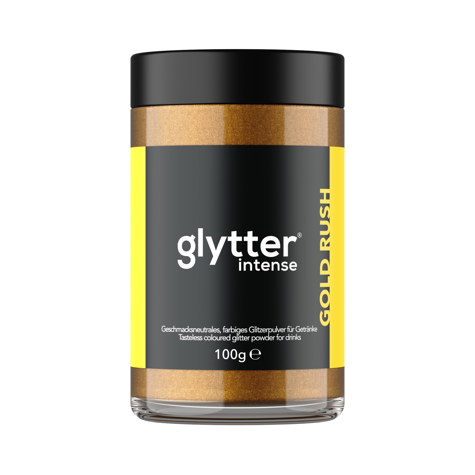Glytter Glitzerpulver INTENSE Gold Rush für Getränke, trinkbares geschmacksneutrales Glitzerpulver für 1000 Getränke MADE IN GERMANY