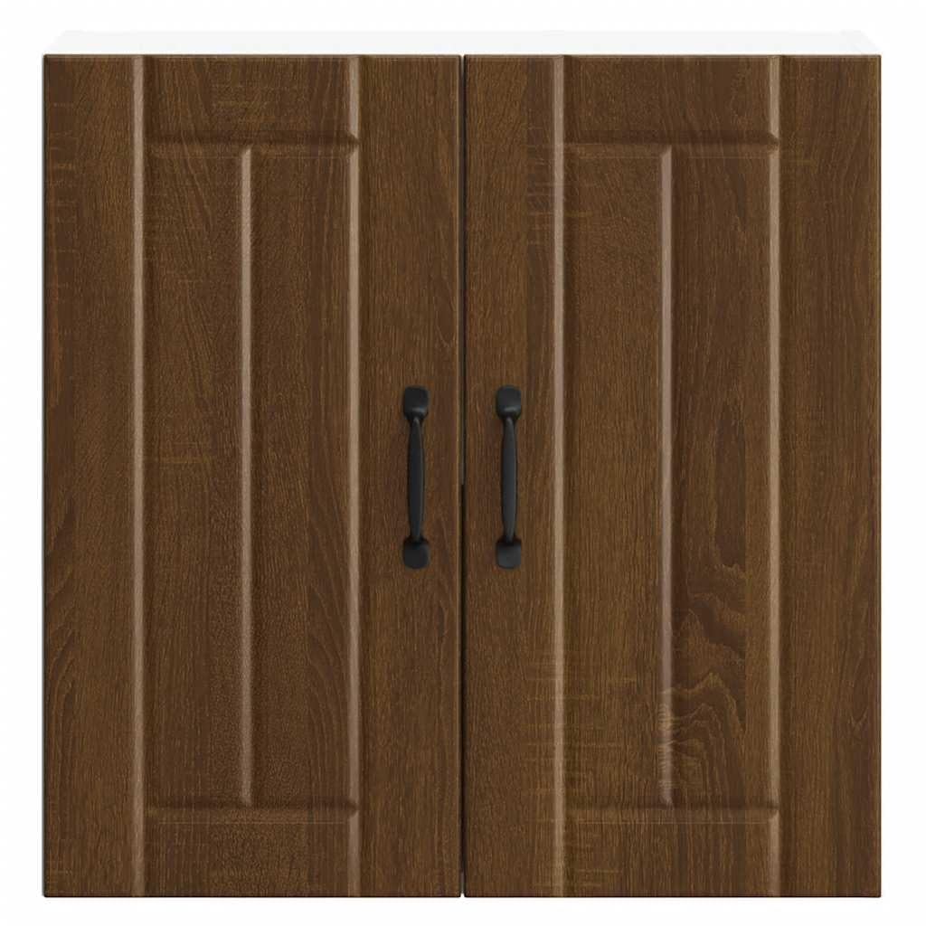Küchen-Hängeschrank Lucca in Braun Eichen-Optik aus Holzwerkstoff, 60 x 31 x 60 cm, mit viel Stauraum, Glastüren und Wandmontage für Geschirr, Töpfe, Teller und Küchenzubehör