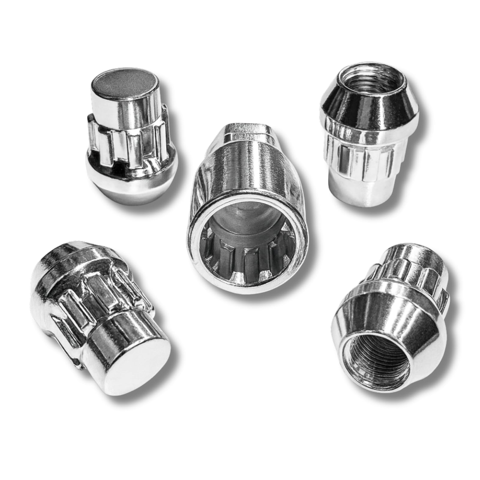 Blokada do felg M12 x 1,5, kołnierz stożkowy 60°, kompatybilny z Ford Hyundai Jeep Kia Mazda Opel SsangYong Volvo, 4 x zestaw srebrnych zamków do felg, zabezpieczeń kół, zabezpieczenie felg, ochrona