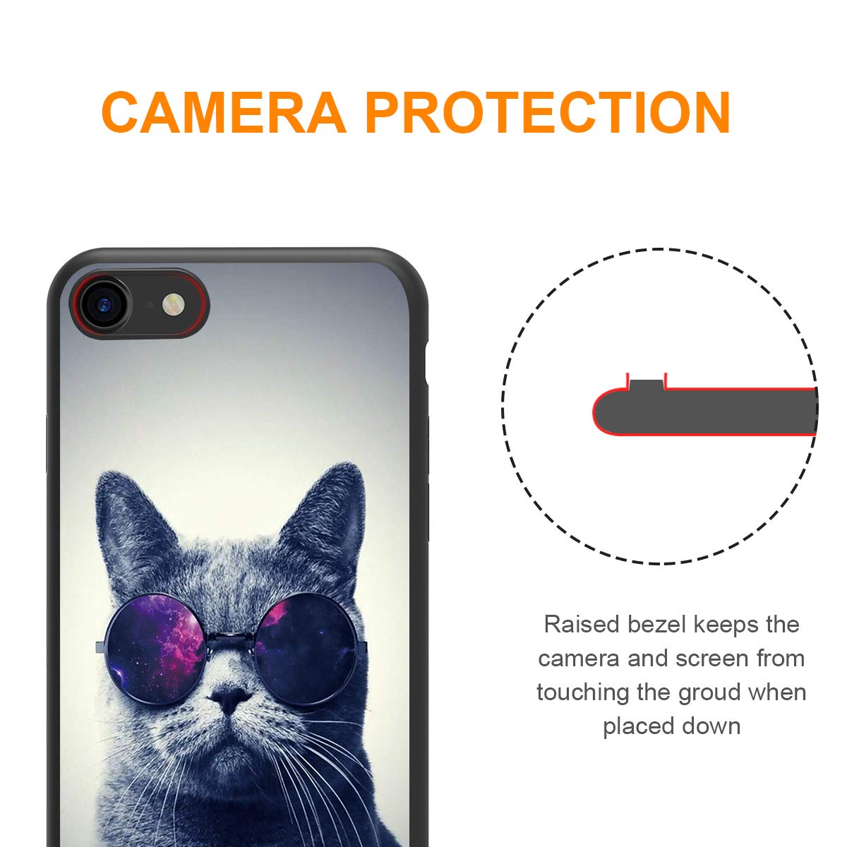Cover Yoedge Per IPhone SE 2022/2020/7/8 (4.7''). 2 Pezzi In Silicone Morbido Opaco Con Disegni Cuore, Nere E Rosa. Antiurto E Sottile.