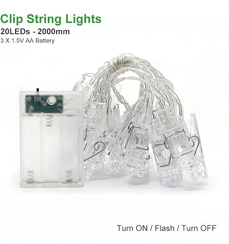 Miniatura 10 de Dopheuor Cadena de luces LED con clip de hadas, para colgar fotos, funciona con pilas, para regalos, patio, Navidad, dormitorio, boda, fiesta de