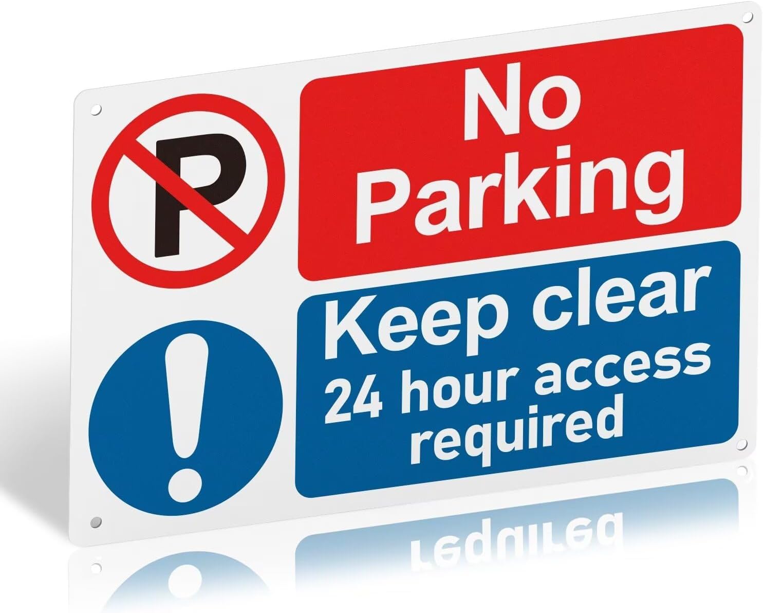 No Parking Keep Clear 24 Hour Access Required Warning Sign with 4 Pre-Drilled Holes - Durable and Weatherproof PVC Rigid Plastic Sign, 300 x 200 x 1mm, Self-Adhesive No Parking Signs