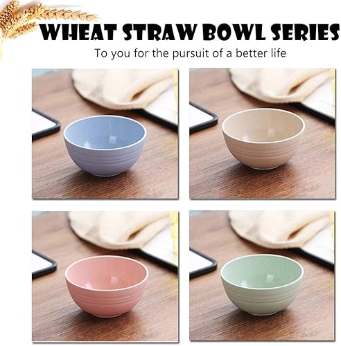 Miniatura 2 de N A 4 cuencos ligeros de paja de trigo de 4.7 pulgadas, cuencos irrompibles para pasta de cereales, aptos para microondas y lavavajillas, vajilla