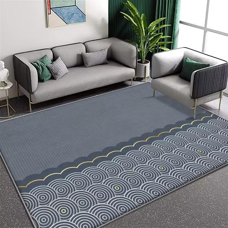 Tapis salon antidérapant bleu doré : fini les tapis qui glissent dans l'entrée ou le couloir