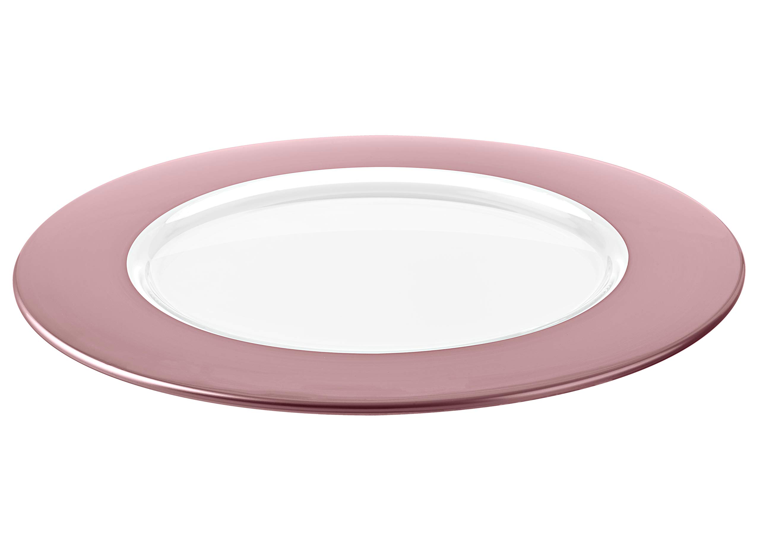 Barski - European Quality - Set of 2 - Glass Charger with A Beautiful Rose Gold Band - 12.6