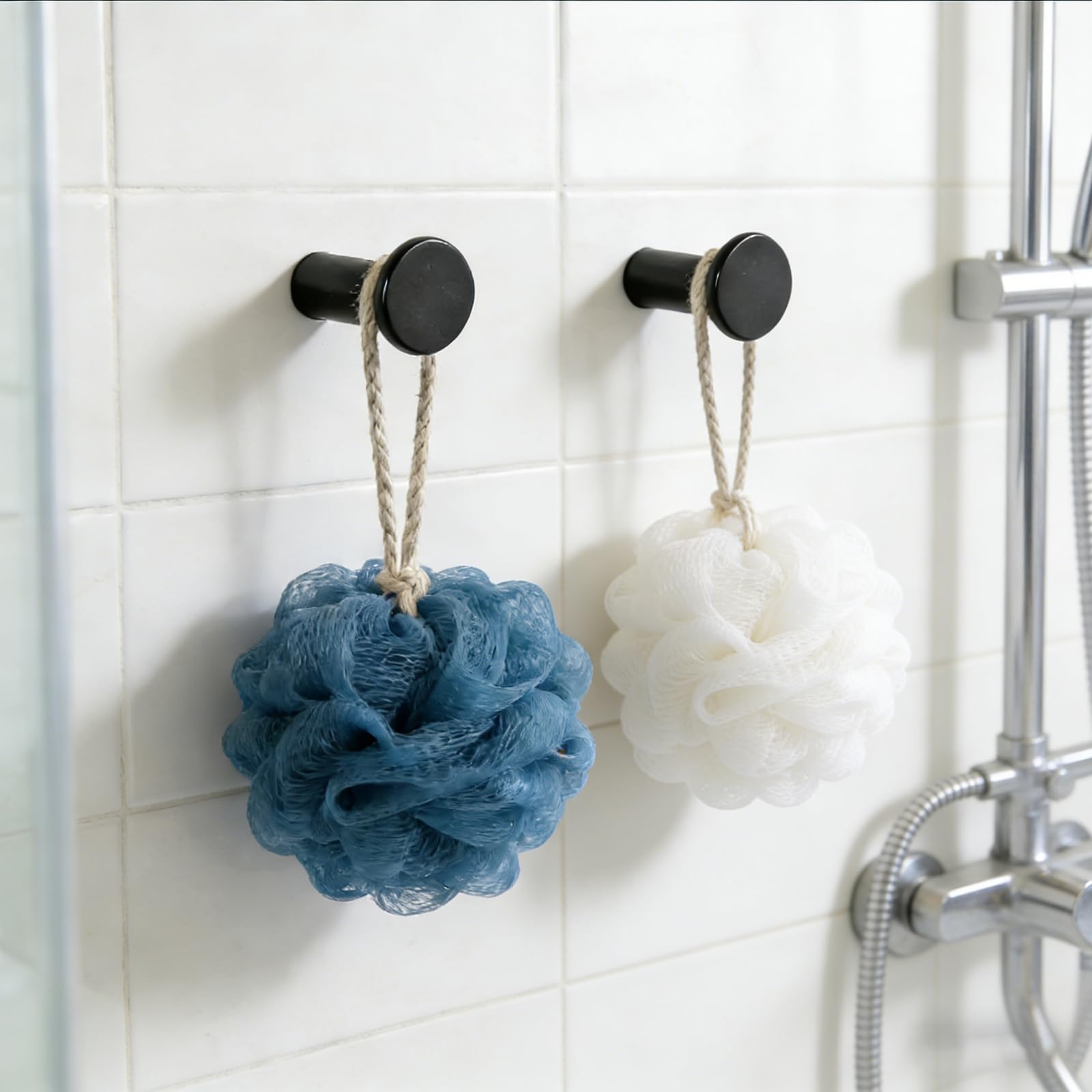 Set di 6 ganci da parete neri a testa tonda monoforo, appendiabiti da parete con viti e tasselli a doppia rete, robusti ganci per cucina, bagno, soggiorno e deposito a parete