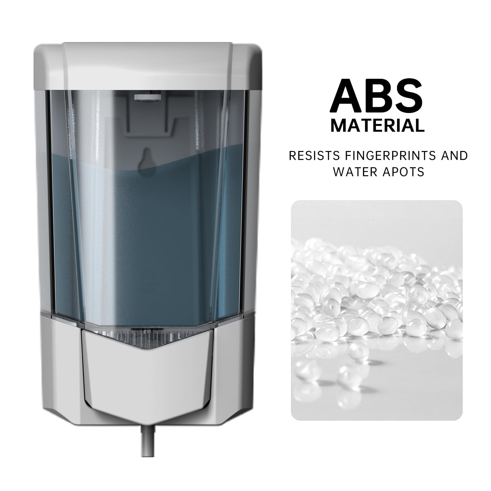 Dispensador de jabón líquido de mano, montaje en pared, 20 flz, dispensador de jabón manual de una sola cabeza, ABS 9306, plateado