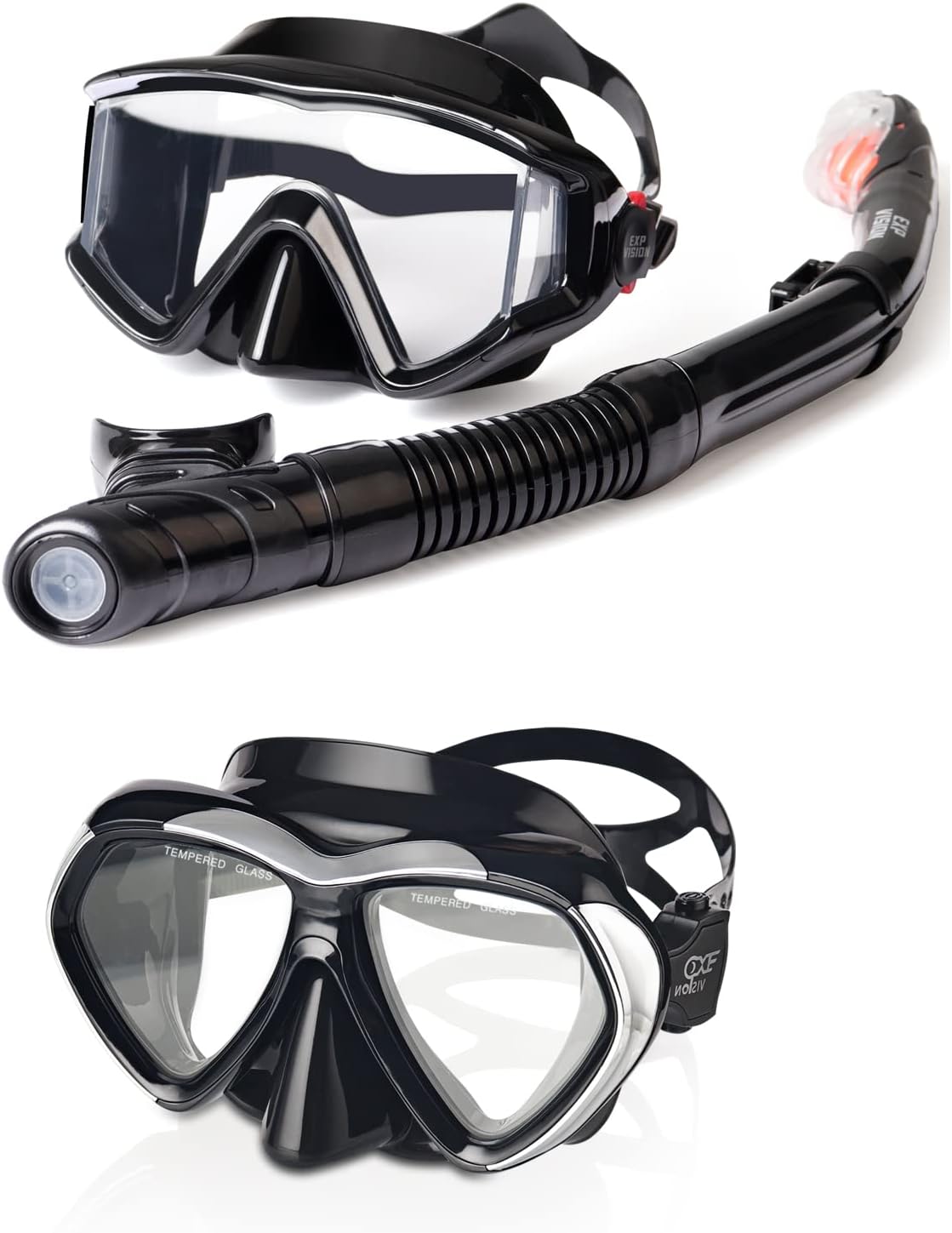 2 PCS Scuba Diving Mask with Dry Top Snorkel Set, Professional Snorkeling Gear for Snorkeling Freediving Swimming