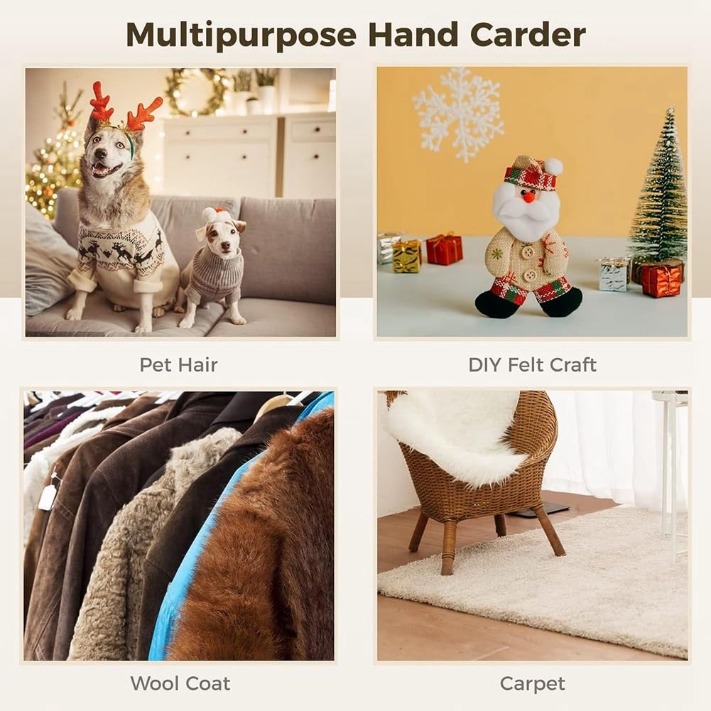 Pgyewhdf 2 PCS Wool Carders, 6.1InchX4.8Inch Hand Carders for Wool Craft Wool Felt Mixing Tool, Pet Slicker Brush Easy to Use - Image 3
