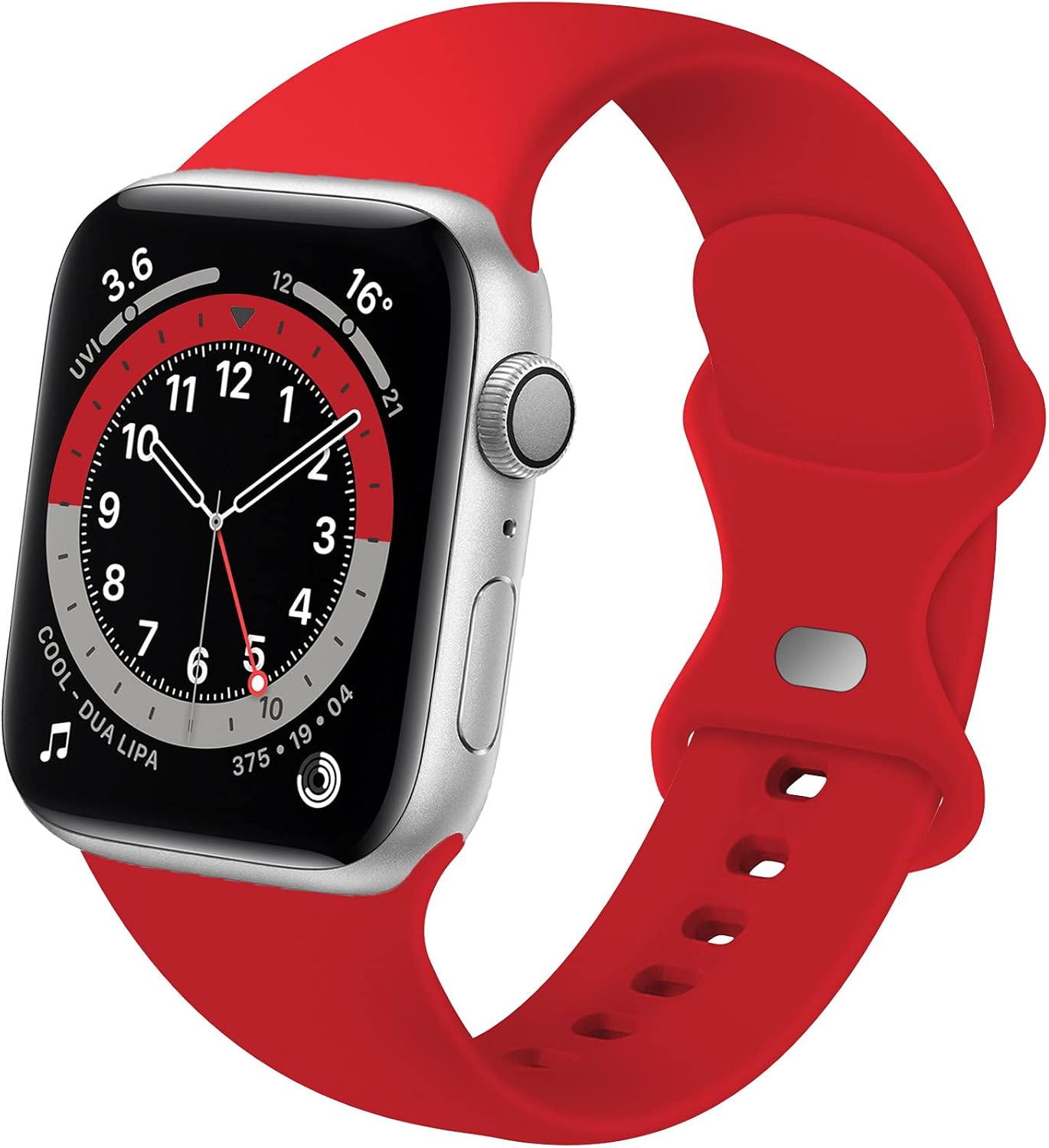 Distore Bands Compatible with Apple Watch 38mm 40mm 42mm 44mm, Soft Silicone Replacement Sport Strap for iWatch SE Series 6/5/4/3/2/1 Women Men, Red 38mm/40mm S/M