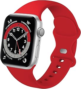 Distore Bands Compatible with Apple Watch 38mm 40mm 42mm 44mm, Soft Silicone Replacement Sport Strap for iWatch SE Series 6/5/4/3/2/1 Women Men, Red 38mm/40mm S/M