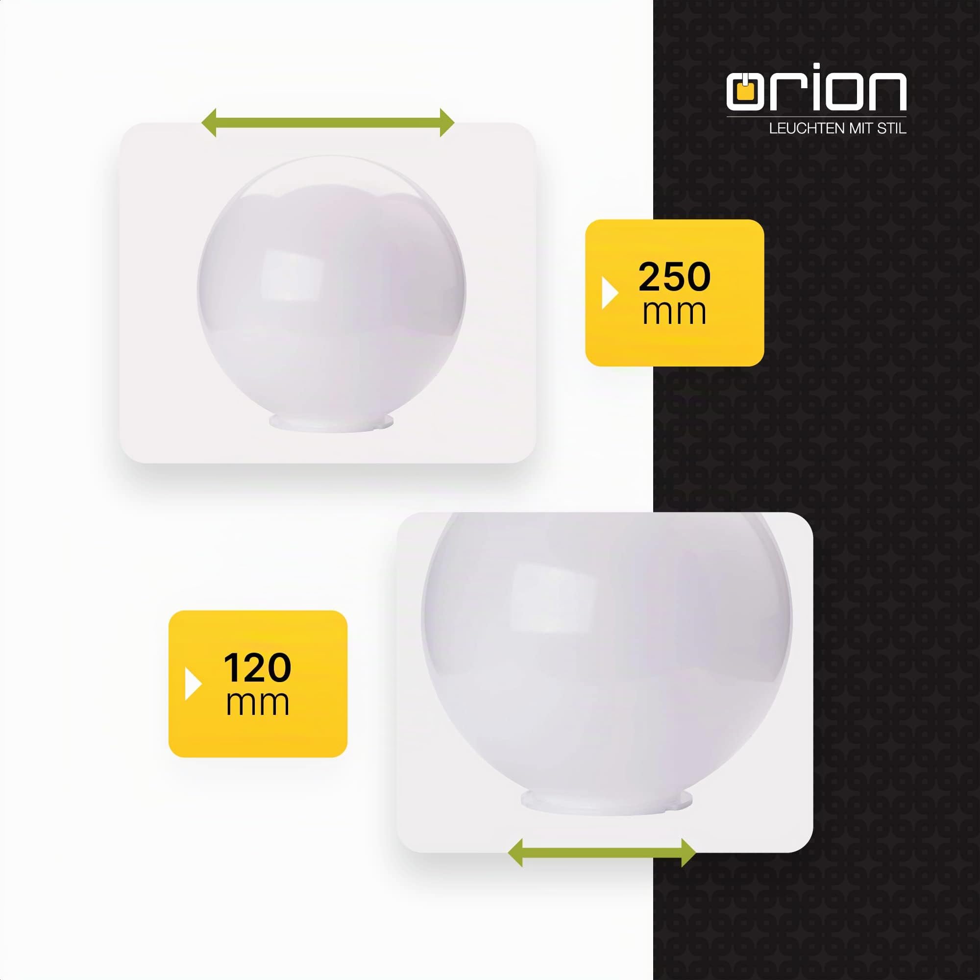 Sfera di ricambio in vetro di plastica per lampade esterne Ø250-300 mm, colletto (Ø250 mm)