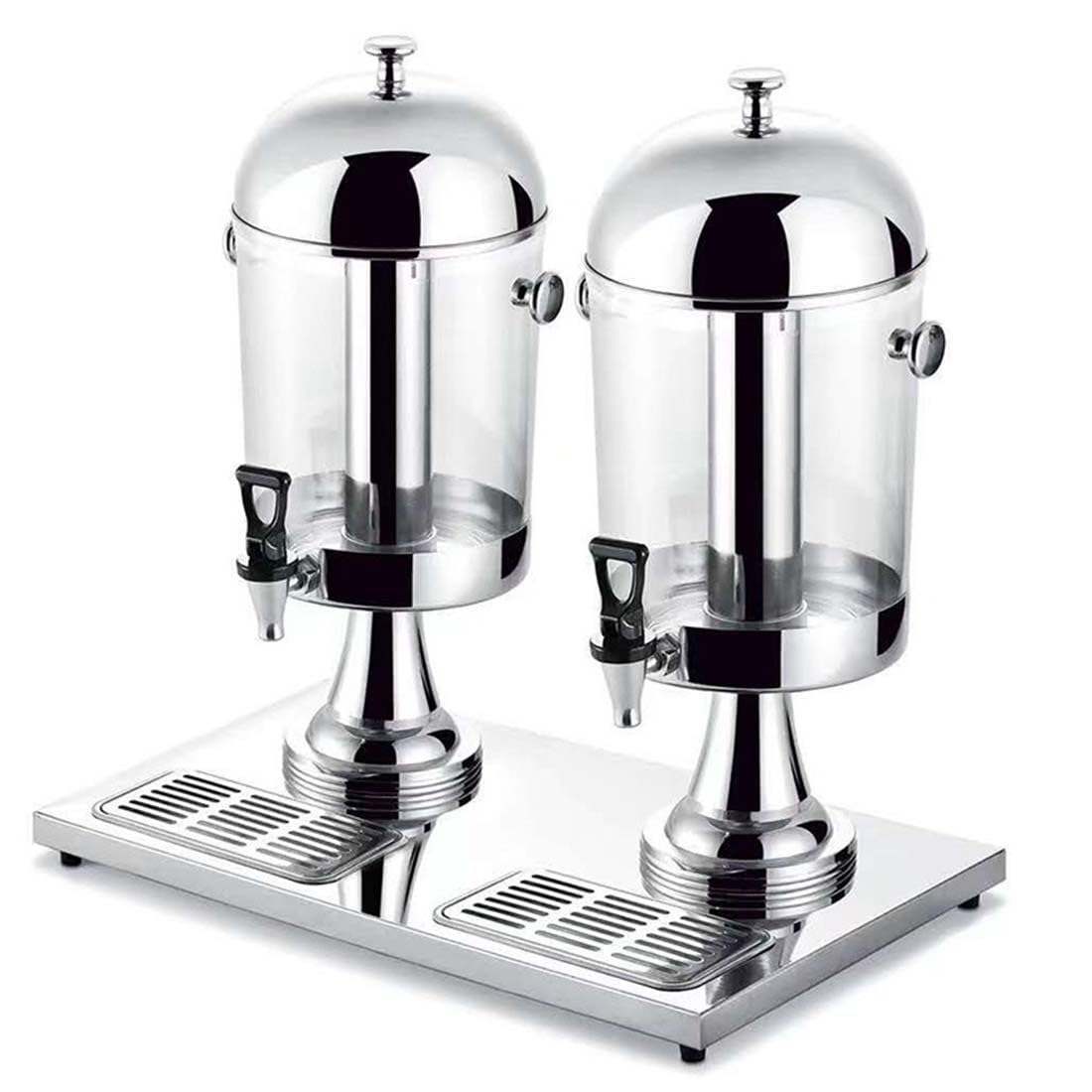 Distributore Di Bevande Commerciali, Distributori Di Bevande per Colazione a Buffet Bar Hotel, Dispenser Di Succhi in Acciaio Inossidabile 24L/16L,Silver-DoubleHead