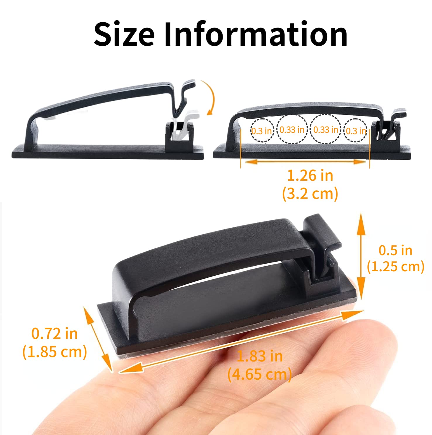 Clips para cables, organizador de cables adhesivo para debajo del escritorio, hogar, oficina, soporte de alambre de coche HELBOAR (50 piezas)