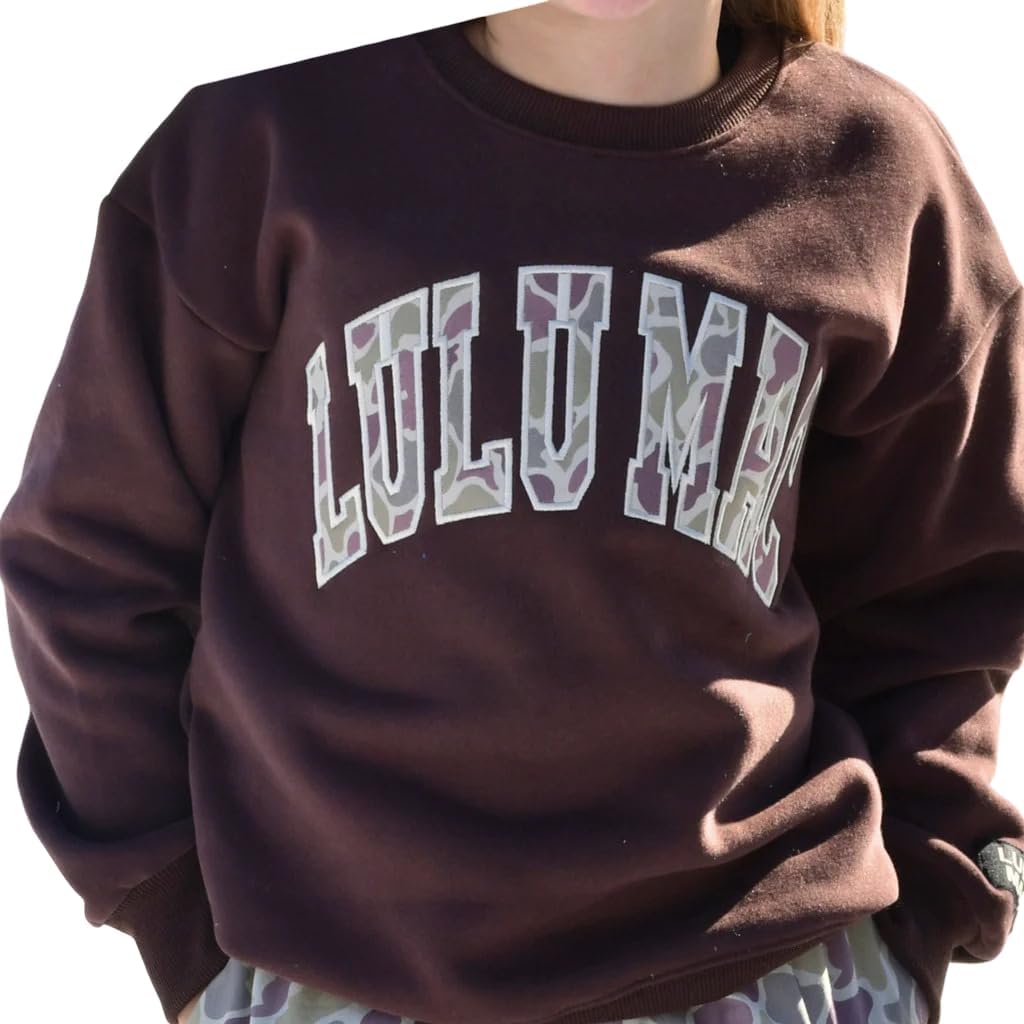 LULU MAC White Camo Puff Applique Sweatshirt Sweat Shirt T-Shirt - Youth Kids