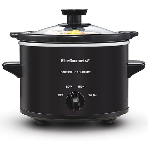 Elite Gourmet MST-250XB Electric Slow Cooker Ceramic Pot, with Adjustable