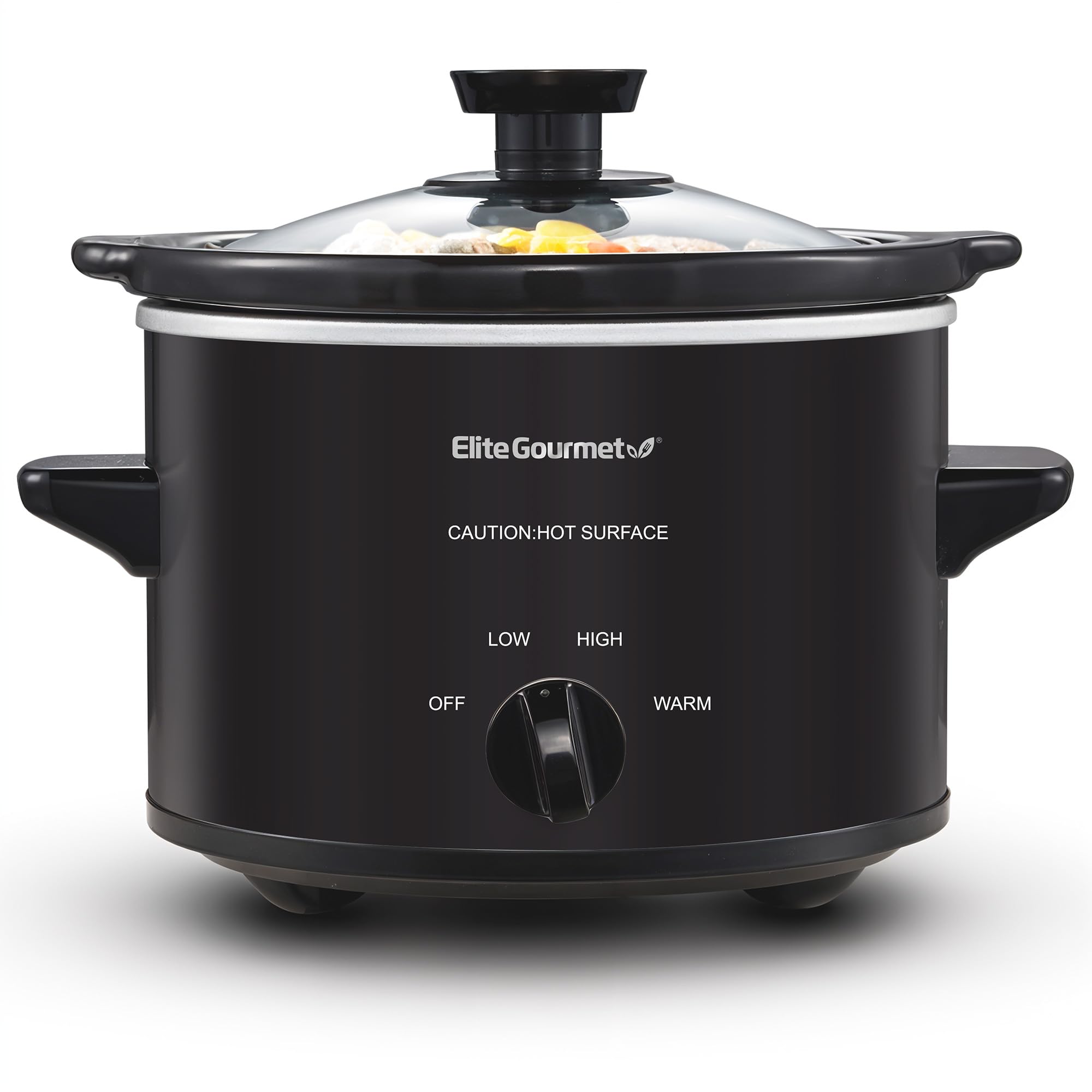 Elite Gourmet MST-250XB Electric Slow Cooker Ceramic Pot, with Adjustable Temp, Entrees, Sauces, Soups, Roasts, Stews & Dips, Dishwasher Safe (1.5 Quart, Black)