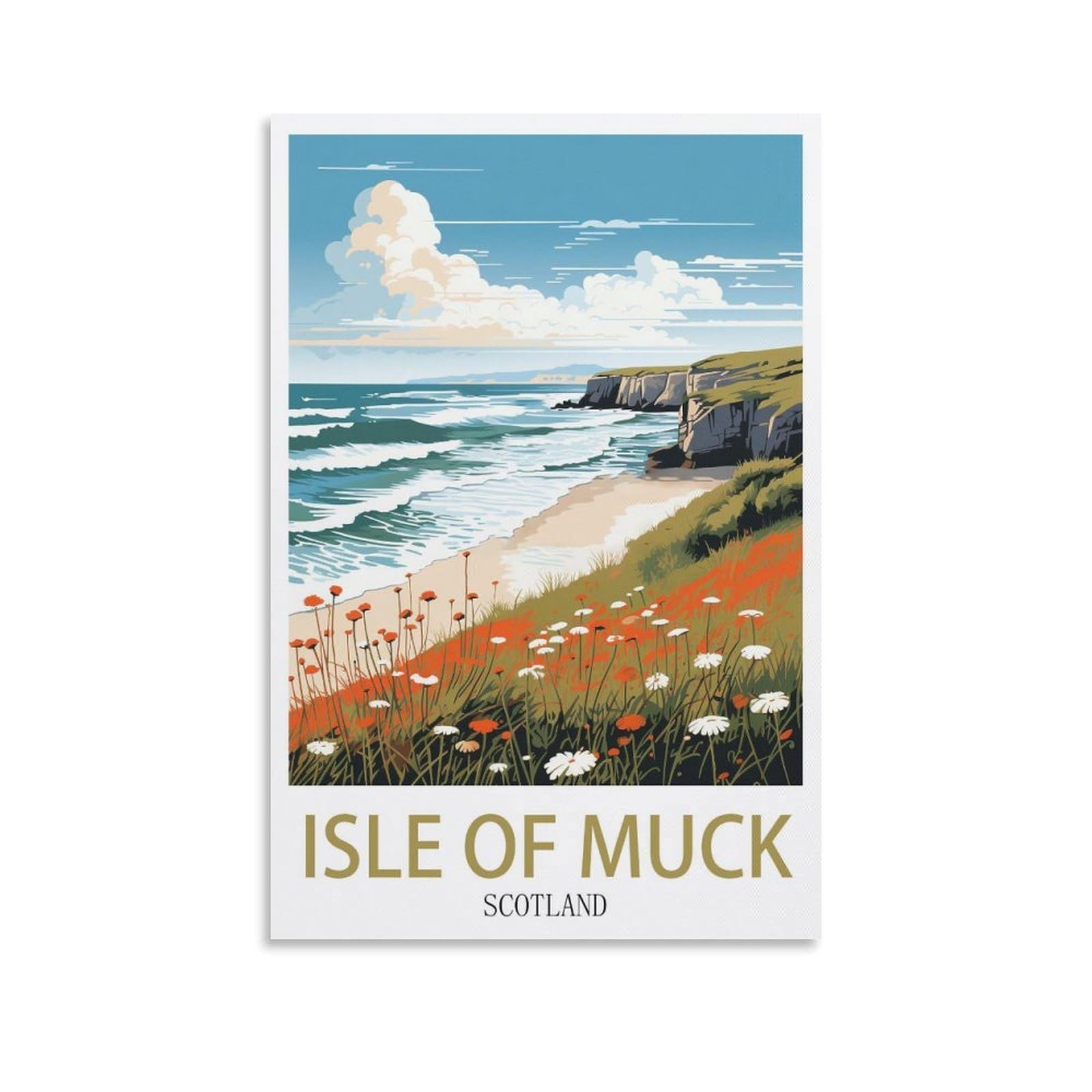 EZMLFA 5D DIY Diamond Painting Kit,Isle of Muck Scotland Diamond Art Kits for Beginner,Gem Art Kits Round Drill for Home Wall Decor Gifts 40x50cm