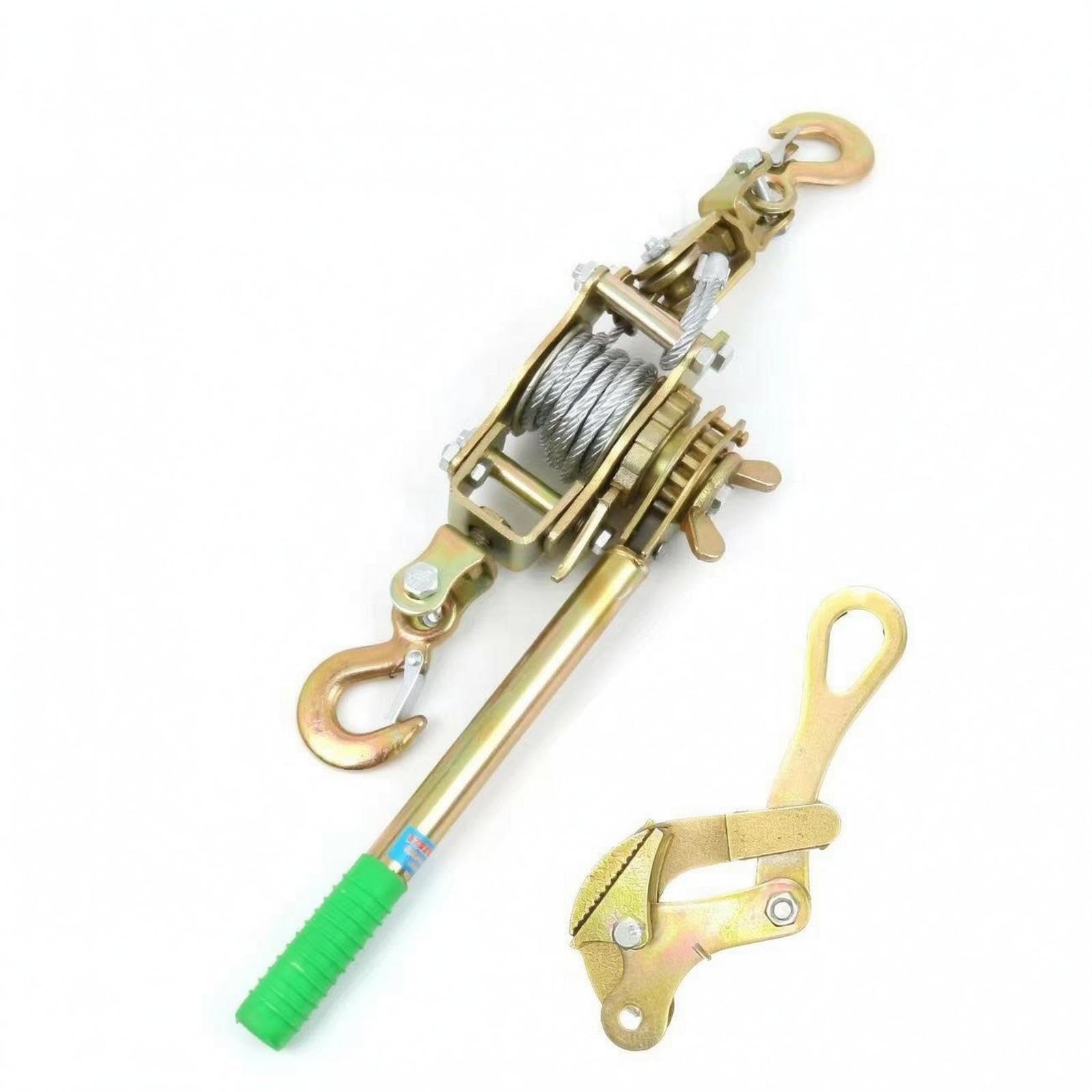 Manual Ratchet Wire Rope Tensioner Non-Slip Grip Double Hook Wire Tensioning Device Gold-Toned Finish Two-Hook Hook Cable Puller-image-19