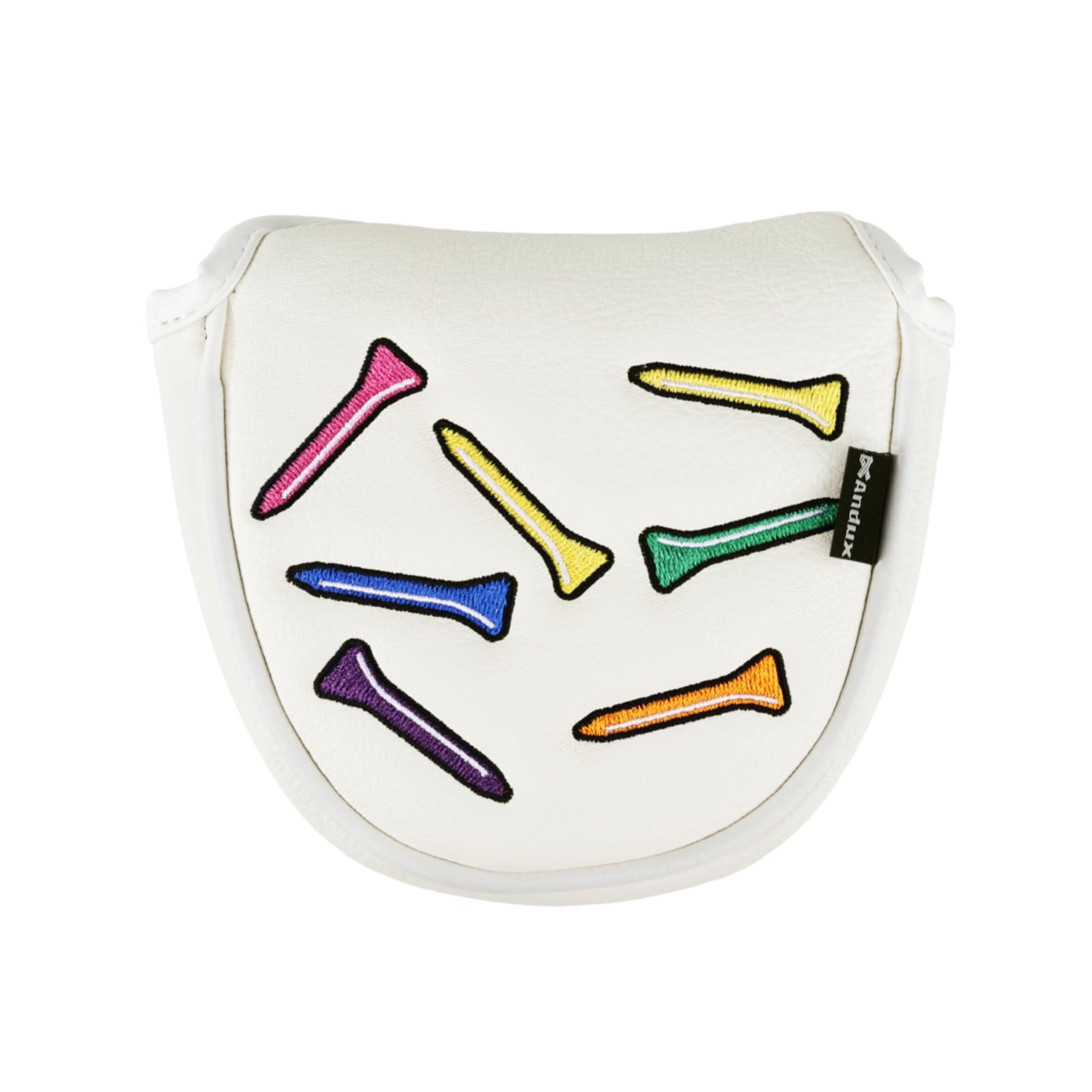Andux Tee Pattern PU Golf Putter Head Covers with Magnetic Closure Semicircle White