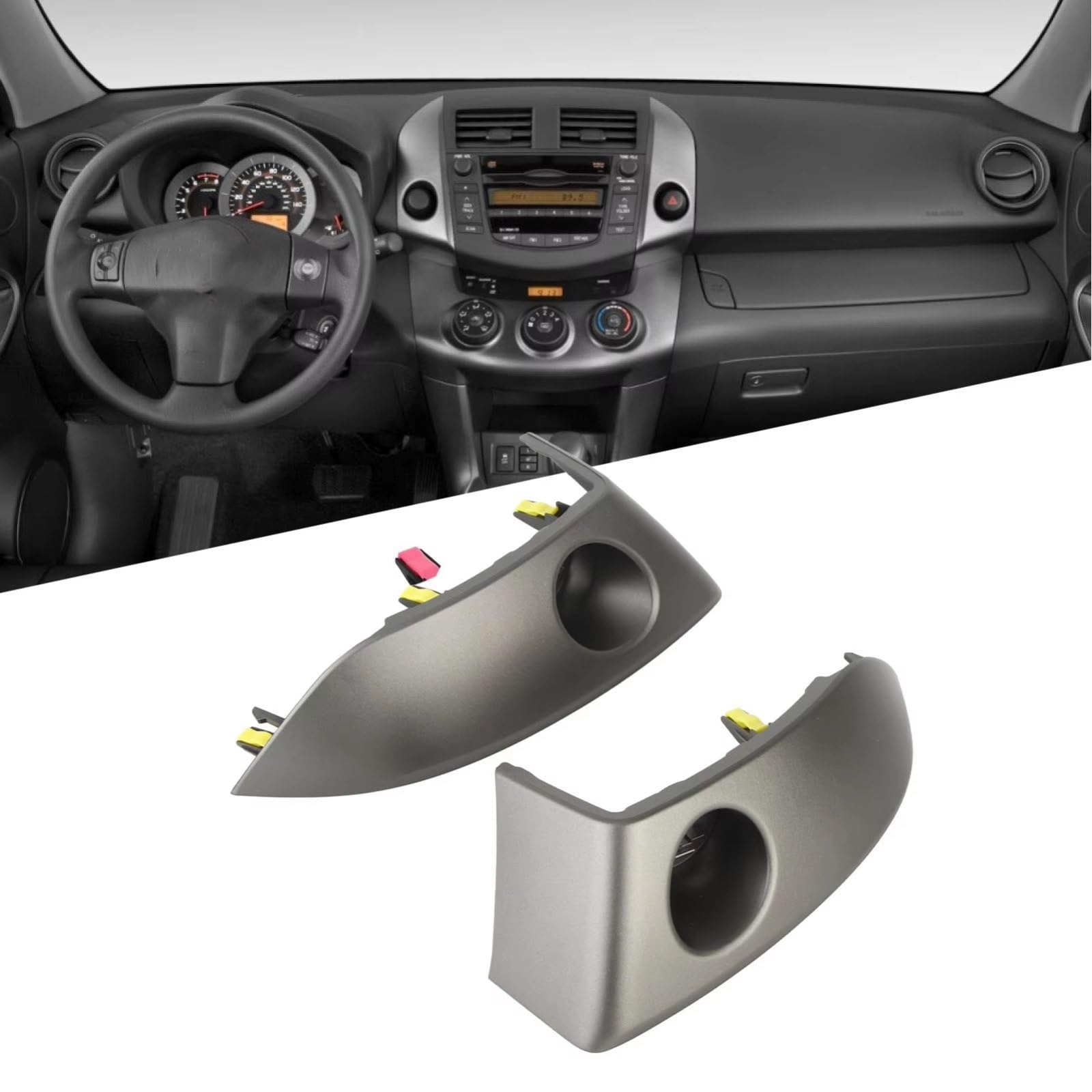 Tira Consola Central Compatible con Toyota para Rav4 2006 2007 2008 2009 2010 2011 2012 Embellecedor De Radio para Ventilación Central del Tablero 2 Unidades 55412-42060 B1.