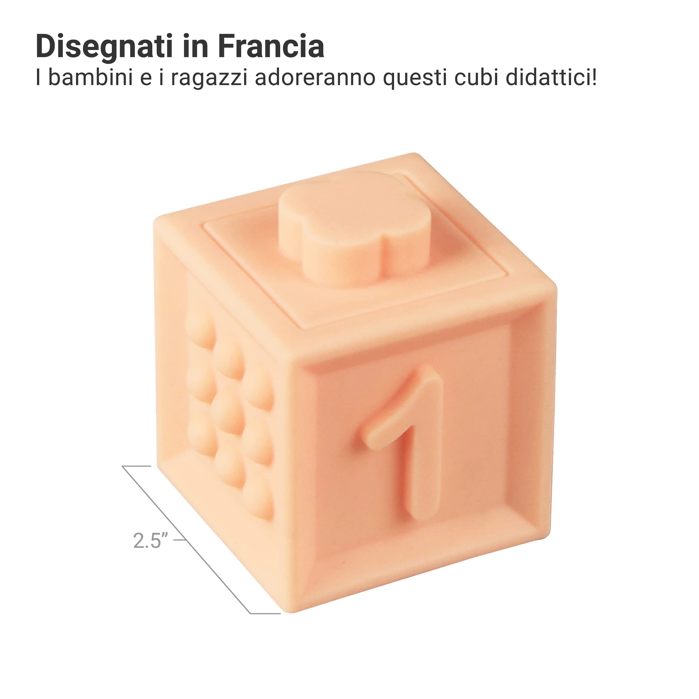 BabyToLove cubi educativi sensoriali | Cubi impilabili morbidi Montessori neonato 0-12 mesi | Giochi montessori 6 mesi per motricità fine e apprendimento | Gioco educativo prima infanzia