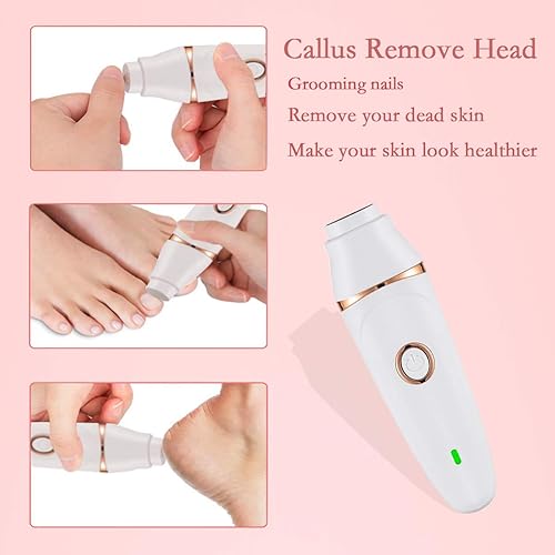 Miniatura 5 de Maquinilla de afeitar eléctrica para mujer, 7 en 1, sin dolor, depilación facial inalámbrica recargable, recortadora de bikini, para cara, cejas,