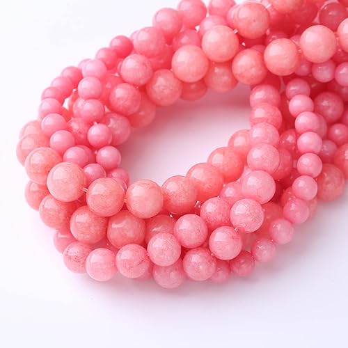Miniatura 4 de 45 cuentas de piedra de jade rosa natural de 0.315 pulgadas (0.315 in), cuentas curativas energéticas para hacer joyas, pulseras, collares y